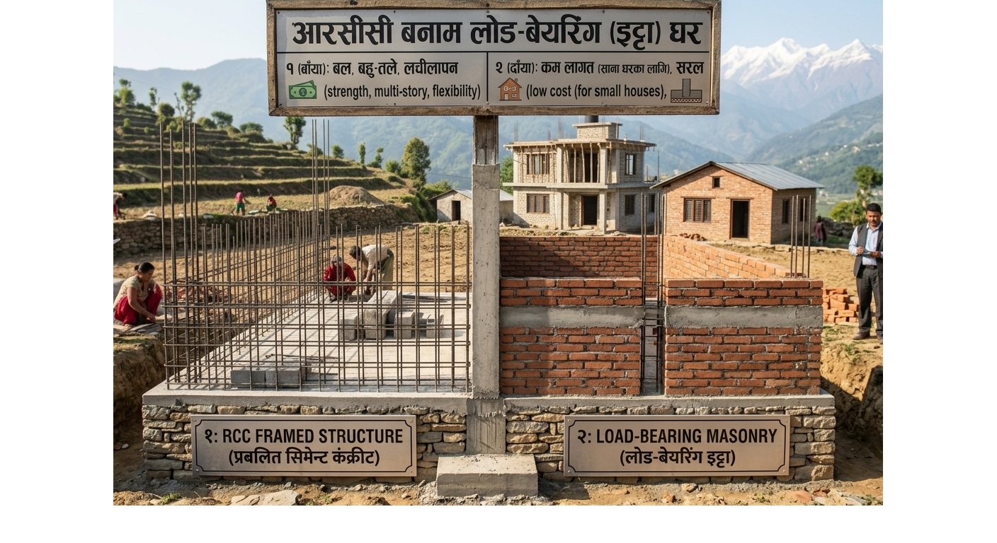 नेपालमा RCC बनाम लोड-बेयरिङ (इँटा) घर: लागत, बलियोपन र कुन रोज्ने